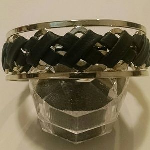 925 Sterling Silver and Black Leather Bracelet